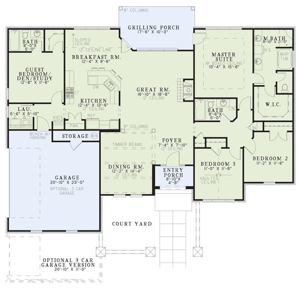 House Plan Design - Adobe / Southwestern Floor Plan - Main Floor Plan #17-2918