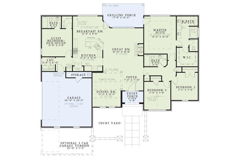 Home Plan - Floor Plan - Main Floor for Adobe / Southwestern House Plan #17-2918 - 4 bed, 3 bath