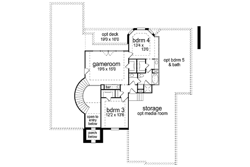 House Design - Floor Plan - Upper Floor for European House Plan #84-465 - 4 bed, 3.5 bath