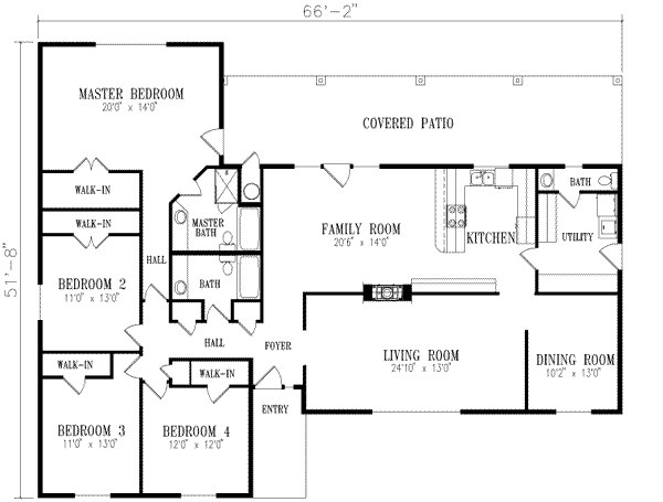 Adobe / Southwestern Floor Plan - Main Floor Plan #1-545