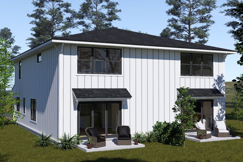 House Blueprint - Exterior - Rear Elevation for Modern House Plan #513-2473 - 3 bed, 2.5 bath