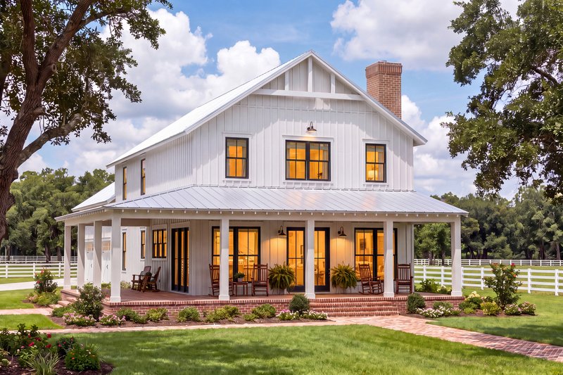 House Blueprint - Exterior - Front Elevation 3 for Barndominium House Plan #430-453 - 5 bed, 3 bath