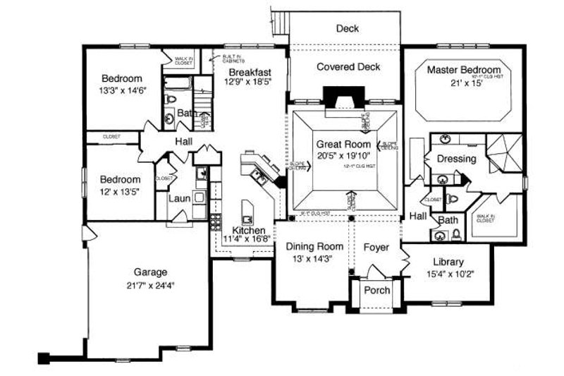Dream House Plan - Floor Plan - Main Floor for Ranch House Plan #46-404 - 3 bed, 2.5 bath