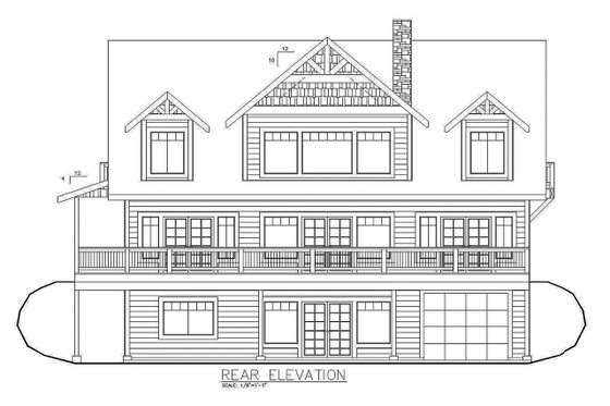Exterior - Rear Elevation for Craftsman House Plan #117-873 - 4 bed, 4.5 bath