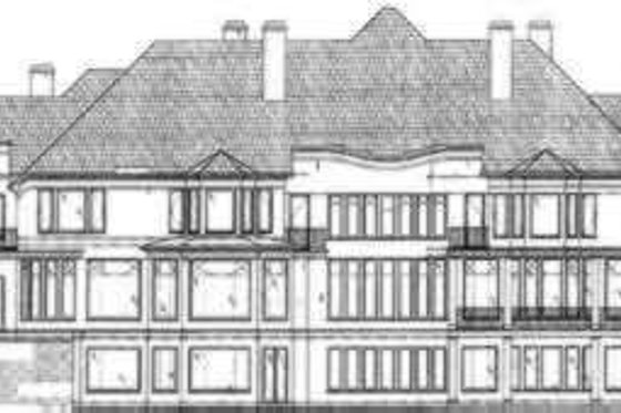 Exterior - Rear Elevation for European House Plan #119-171 - 5 bed, 7.5 bath