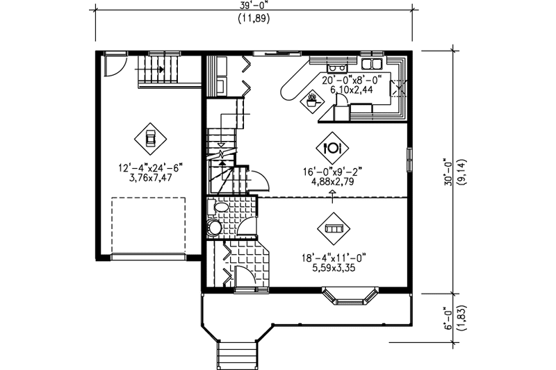 Dream House Plan - Floor Plan - Main Floor for Victorian House Plan #25-2022 - 3 bed, 1.5 bath