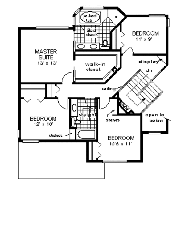 House Blueprint - European Floor Plan - Upper Floor Plan #18-237