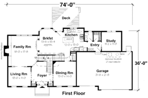 Floor Plan - Main Floor for Colonial House Plan #312-565 - 4 bed, 2.5 bath