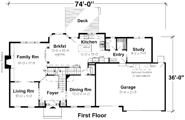 Colonial Floor Plan - Main Floor Plan #312-565