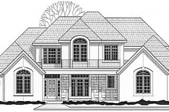 Exterior - Front Elevation for European House Plan #67-237 - 5 bed, 4 bath