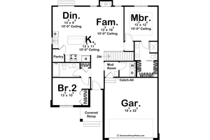 Floor Plan - Main Floor for Farmhouse House Plan #455-271 - 2 bed, 2 bath