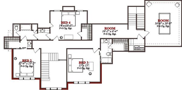 Traditional Floor Plan - Upper Floor Plan #63-230
