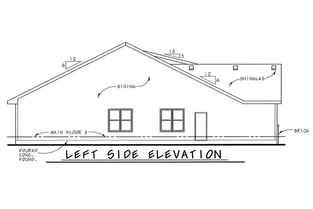 Exterior - Other Elevation 1 for Bungalow House Plan #20-1743 - 3 bed, 2 bath