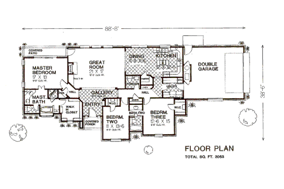 Floor Plan - Main Floor for European House Plan #310-309 - 3 bed, 2.5 bath