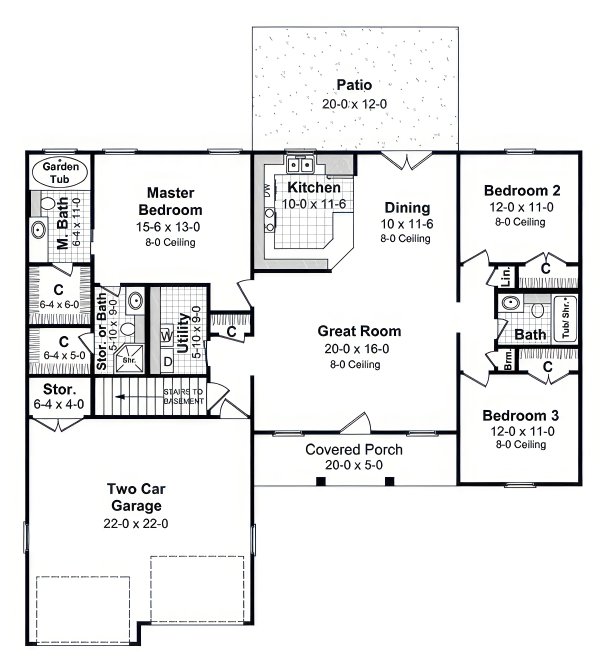 House Blueprint - Farmhouse Floor Plan - Main Floor Plan #21-613