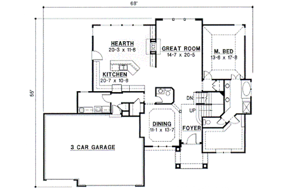 Floor Plan - Main Floor for European House Plan #67-421 - 4 bed, 3.5 bath