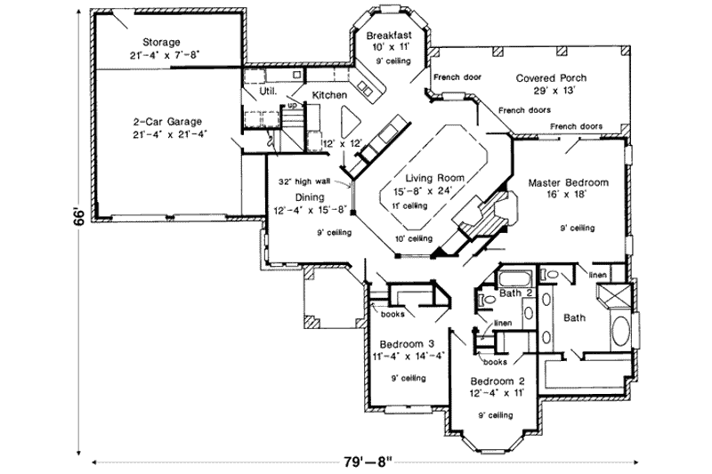 Dream House Plan - Floor Plan - Main Floor for European House Plan #410-270 - 3 bed, 2 bath