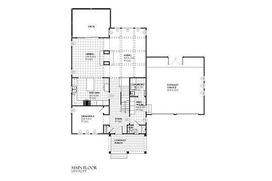 Floor Plan - Main Floor for Prairie House Plan #901-49 - 4 bed, 3.5 bath