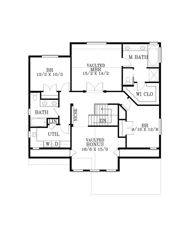 Craftsman Floor Plan - Upper Floor Plan #53-533