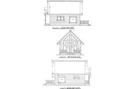 Exterior - Rear Elevation for Cottage House Plan #118-107 - 1 bed, 1 bath