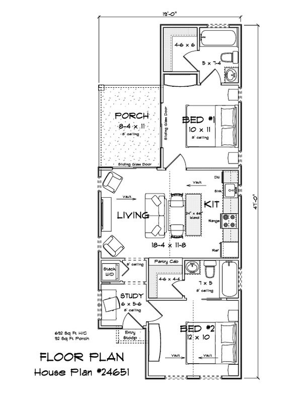 Dream House Plan - Floor Plan - Main Floor for Cottage House Plan #513-2444 - 2 bed, 2 bath