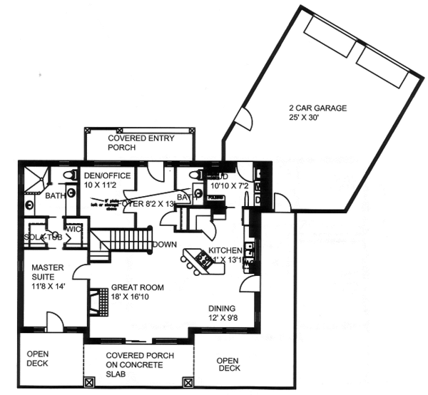 House Blueprint - Bungalow Floor Plan - Main Floor Plan #117-668