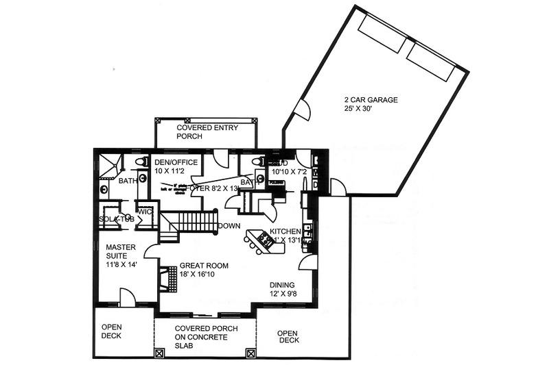 Home Plan - Floor Plan - Main Floor for Bungalow House Plan #117-668 - 3 bed, 2.5 bath