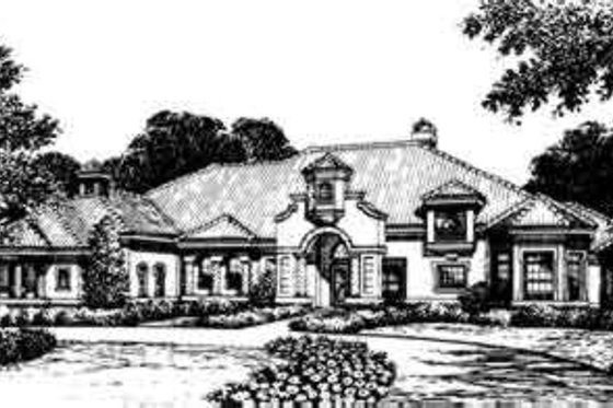 Exterior - Front Elevation for Mediterranean House Plan #135-102 - 5 bed, 6.5 bath
