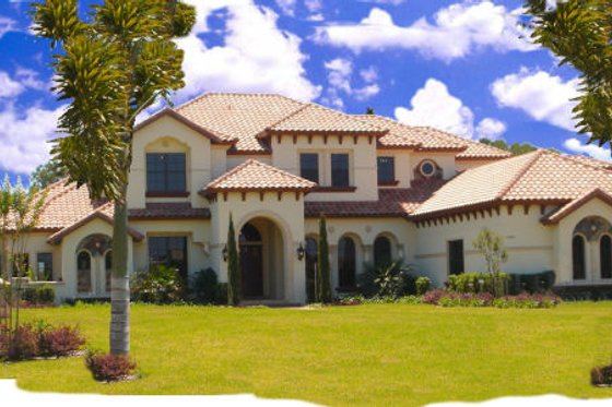 Exterior - Front Elevation for Mediterranean House Plan #135-191 - 7 bed, 7 bath