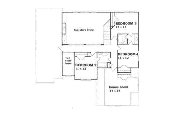 Floor Plan - Upper Floor for Traditional House Plan #129-127 - 4 bed, 3.5 bath