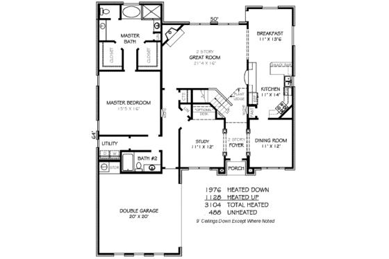 Floor Plan - Main Floor for Traditional House Plan #424-289 - 3 bed, 3 bath