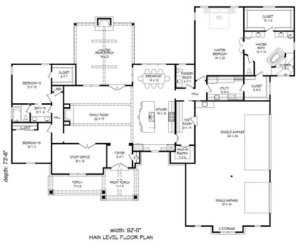 House Blueprint - Traditional Floor Plan - Main Floor Plan #932-104