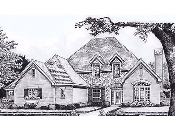 Exterior - Front Elevation for European House Plan #310-391 - 4 bed, 3.5 bath