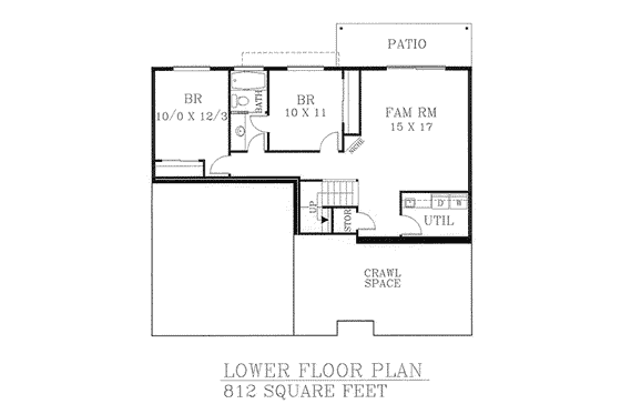 Floor Plan - Lower Floor for Craftsman House Plan #53-226 - 3 bed, 2.5 bath