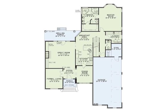 Floor Plan - Main Floor for European House Plan #17-284 - 4 bed, 2.5 bath