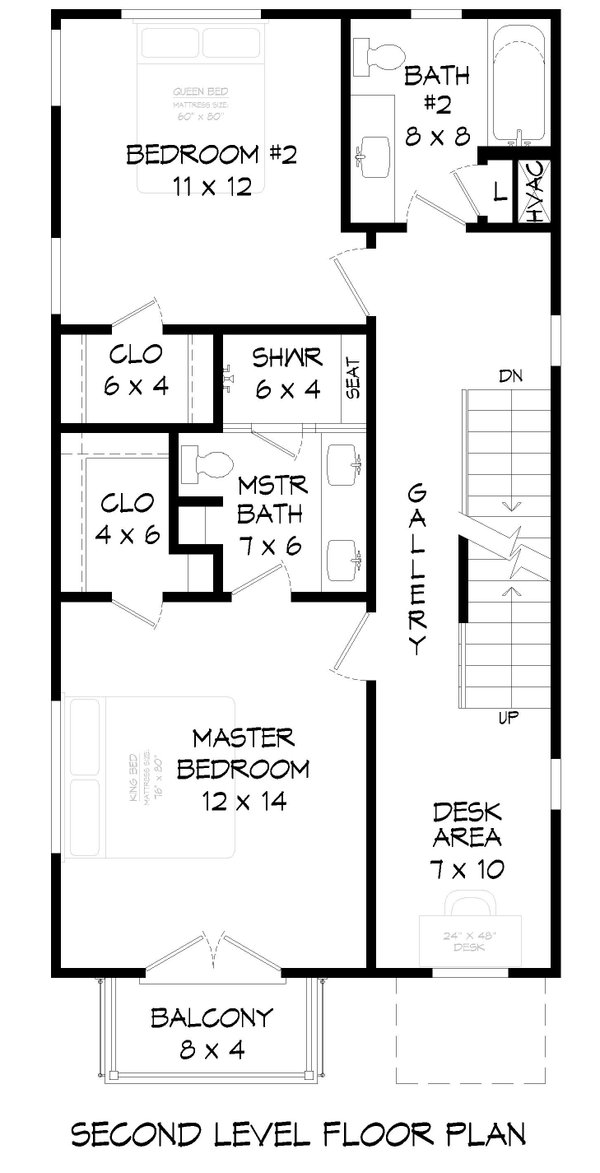 Architectural House Design - Floor Plan - Upper Floor for Contemporary House Plan #932-1449 - 2 bed, 3 bath