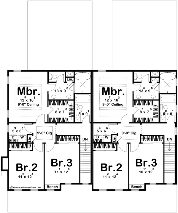 Home Plan - Floor Plan - Upper Floor for Farmhouse House Plan #455-812 - 3 bed, 3 bath