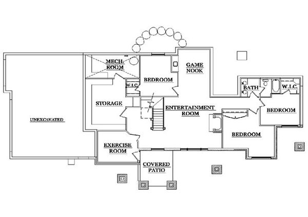 Craftsman Floor Plan - Lower Floor Plan #5-371