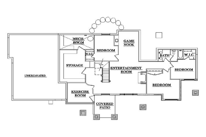 Home Plan - Floor Plan - Lower Floor for Craftsman House Plan #5-371 - 5 bed, 3 bath