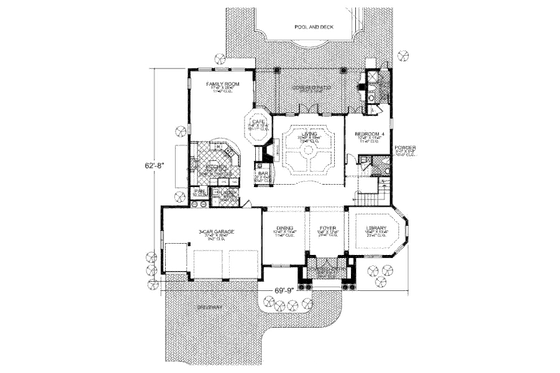 Floor Plan - Main Floor for Colonial House Plan #420-236 - 4 bed, 4.5 bath