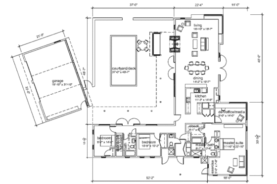 Floor Plan - Main Floor for Modern House Plan #433-2 - 3 bed, 2.5 bath