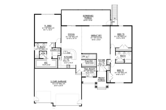 Floor Plan - Main Floor for Ranch House Plan #1064-172 - 4 bed, 3.5 bath