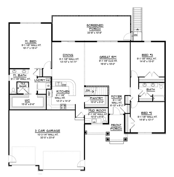 House Blueprint - Ranch Floor Plan - Main Floor Plan #1064-172