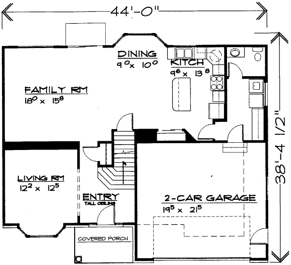 Floor Plan - Main Floor for Traditional House Plan #308-125 - 4 bed, 2.5 bath