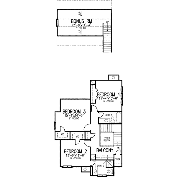 House Plan Design - European Floor Plan - Upper Floor Plan #410-403