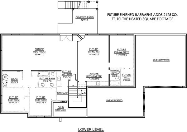 Dream House Plan - Farmhouse Floor Plan - Lower Floor Plan #1073-17
