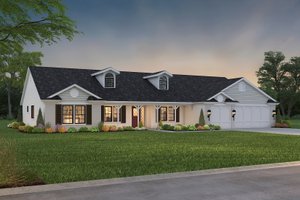 Exterior - Front Elevation 3 for Ranch House Plan #1-689 - 4 bed, 2.5 bath