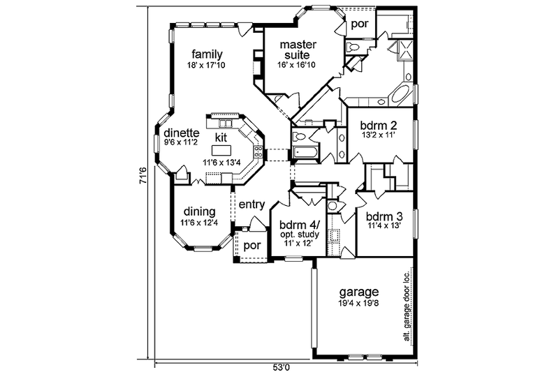 Dream House Plan - Floor Plan - Main Floor for Traditional House Plan #84-248 - 4 bed, 2 bath