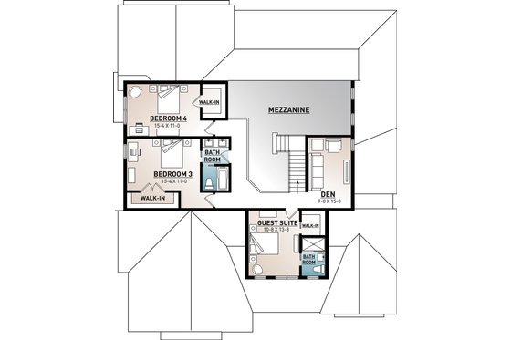 Floor Plan - Upper Floor for Farmhouse House Plan #23-2690 - 4 bed, 3.5 bath