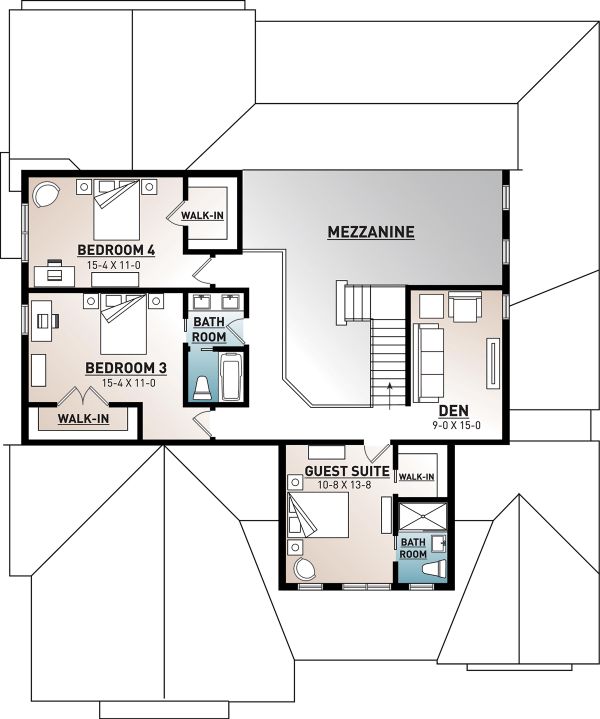 Home Plan - Farmhouse Floor Plan - Upper Floor Plan #23-2690
